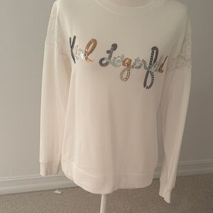 Karl Lagerfeld Cream Sweatshirt with Sequin Detail